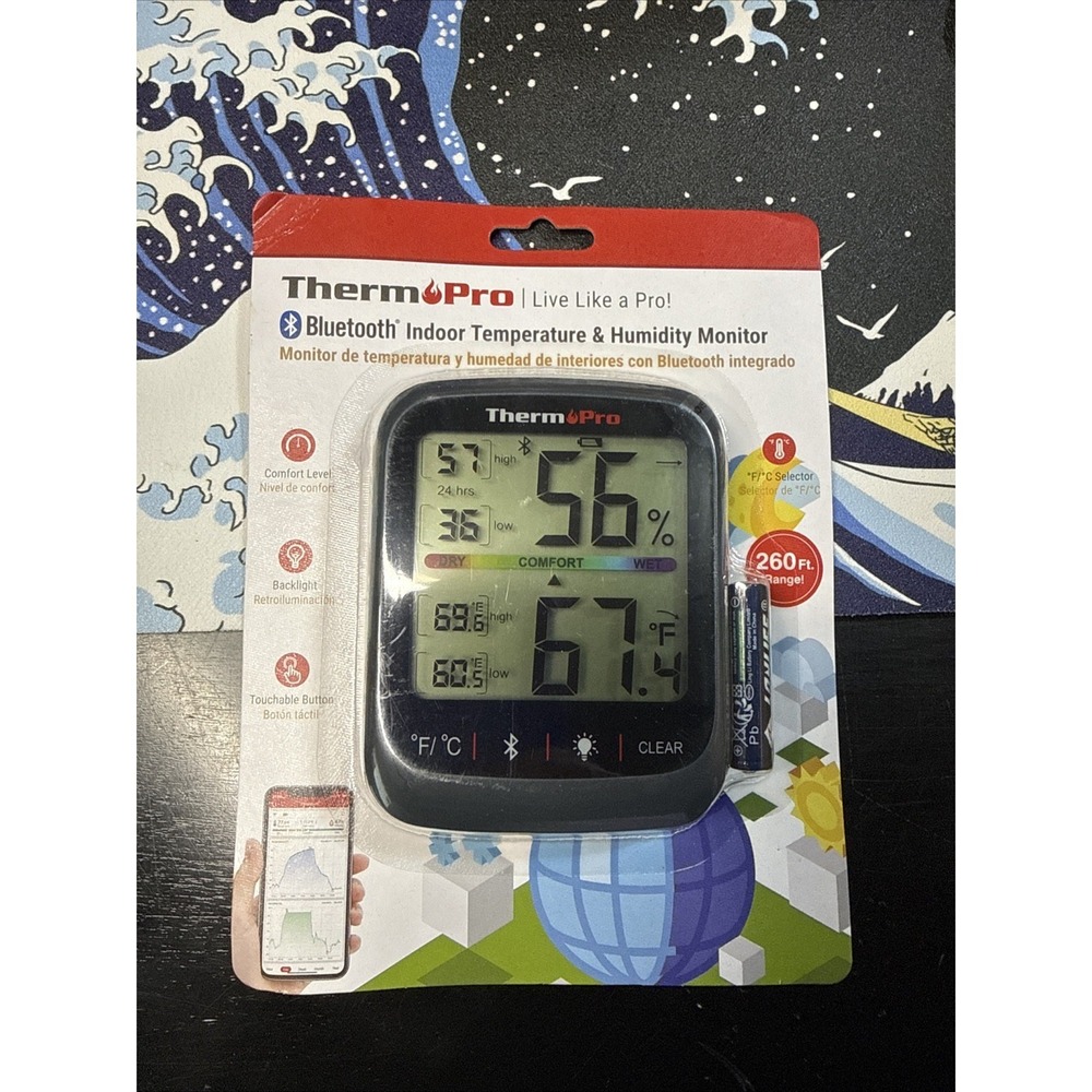 ThermoPro TP359W Smart Bluetooth Hygrometer Thermometer App Alert 260ft Range